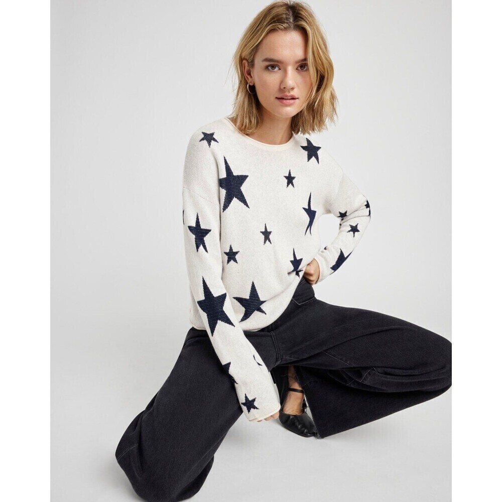 Splendid Women's Stevie Star Sweater Black Women’s Size XL Thick Cozy Oversized